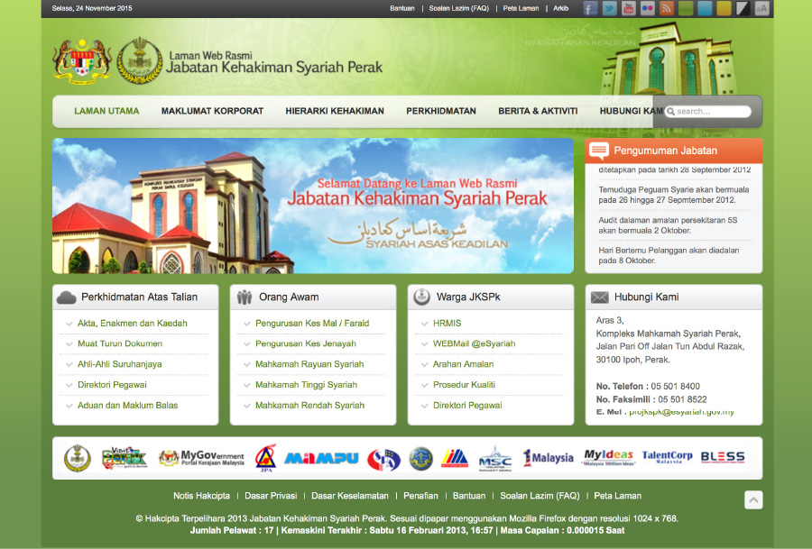 Laman Web Rasmi Jabatan Kehakiman Syariah Perak Darul Ridzuan