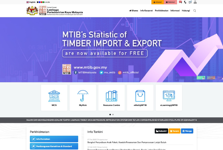 Laman Web Rasmi Lembaga Perindustrian Kayu Malaysia (MTIB)