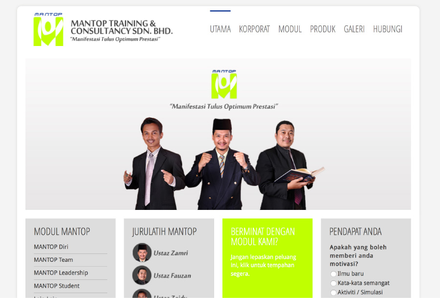 Laman Web Rasmi MANTOP Training And Consultancy Sdn. Bhd