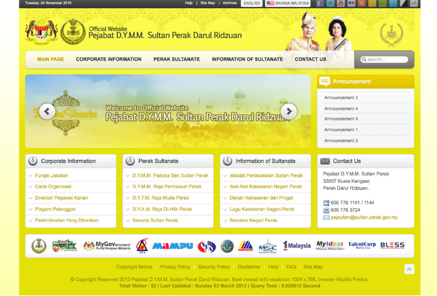 Laman Web Rasmi Pejabat D.Y.M.M. Sultan Perak Darul Ridzuan